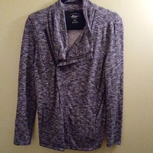 Mens S Bass Gray Zip Up Sweater with Asymmetrical Collar Medium-weight